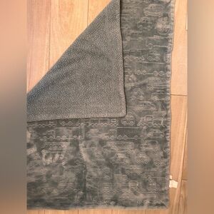 Blue:Gray Baby Blanket with Vehicle Pattern
